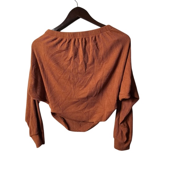 Fashion Nova Off Shoulder Burnt Orange Long Sleeve Crop Top Shirt - Picture 5 of 5